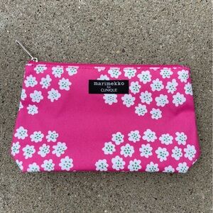Marimekko for Clinique Pink, White and Green Floral Make up Bag